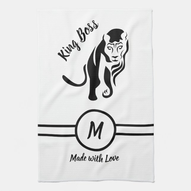 Linge De Cuisine Lion Lion Lion, roi noir (Vertical)