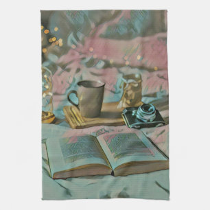 Linge De Cuisine Lire Livres, Boire Café