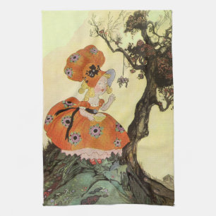 Linge De Cuisine Little Miss Muffet & Spider, Vintage Mère Goose