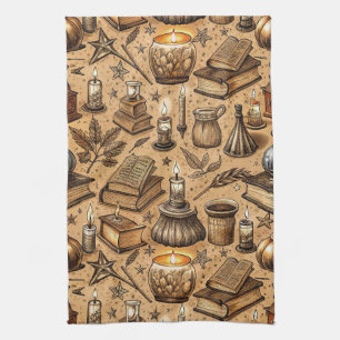 Linge De Cuisine Livres et bougies vintages Motif (2)