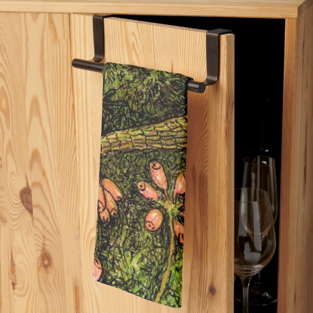 Linge De Cuisine Lizard et Fleur sauvage de style Art nouveau néerl (Pliage en tiers)