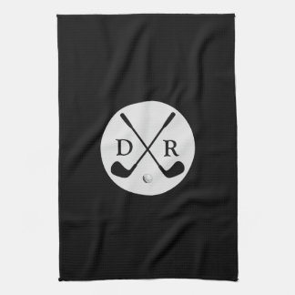 Linge De Cuisine Logo noir minimaliste et Lecteur de golf Monogram