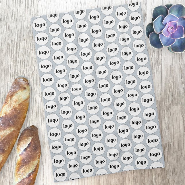 Linge De Cuisine Logo simple Motif Business Promoted Blue (Simple logo pattern promotional business kitchen tea towel)