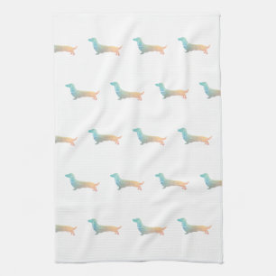 Linge De Cuisine Long Haired Dachshund Geo Silhouette Pastel