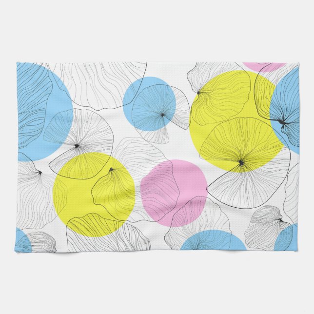 Linge De Cuisine Lotus Feuille Colorful Spots Motif (Horizontal)