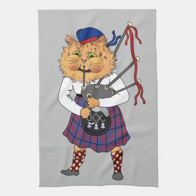 Linge De Cuisine Louis Wain, le chat de Bagpipe écossais (Vertical)
