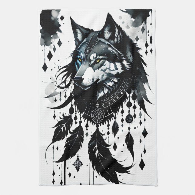 Linge De Cuisine loup, attrapeur de rêves, amulet, talisman, protec (Vertical)