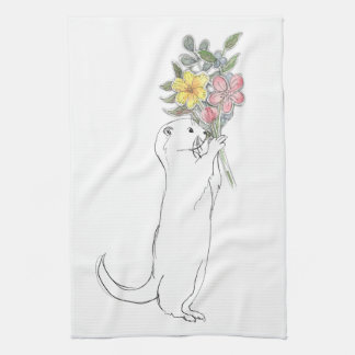 Linge De Cuisine Loutre avec des fleurs