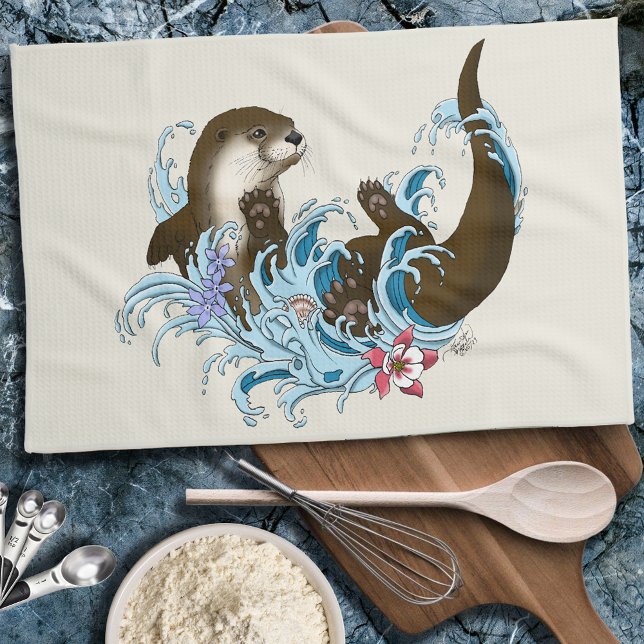 Linge De Cuisine Loutre de rivière fantaisiste bleue ludique éclabo (Créateur téléchargé)