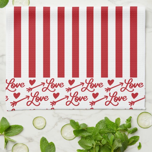 Linge De Cuisine Love Arrows And Hearts (Plié)