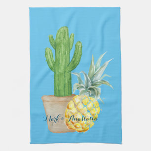 Linge De Cuisine Love Blue Pineapple and Cactus