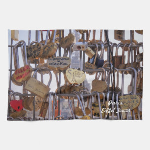Linge De Cuisine Love Locks et la Tour Eiffel. Paris. France.