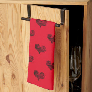 Linge De Cuisine Love Valentine's Day Black Heart croquis