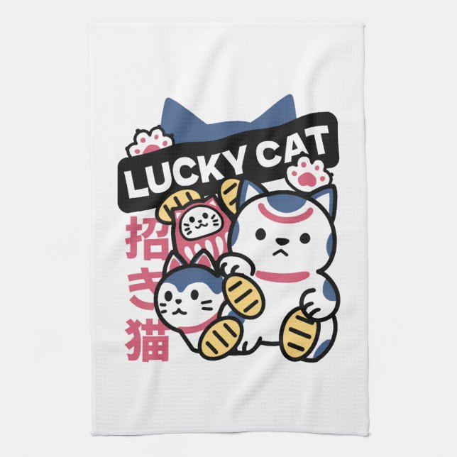 Linge De Cuisine Lucky Cat Maneki Neko – Japanese Fortune Cat  (Vertical)