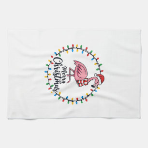 Linge De Cuisine Lumières de Noël Flamant Rose Fêtes