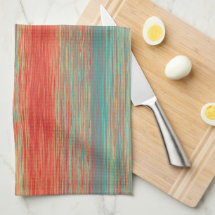 Linge De Cuisine Lumineuse ligne de bande rouge Turquoise Mauve 
