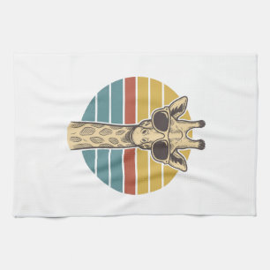 Linge De Cuisine Lunettes de soleil girafe vintage vecteur crépuscu