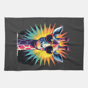Linge De Cuisine Lunettes de soleil vintage Girafe Drôle Animal Afr