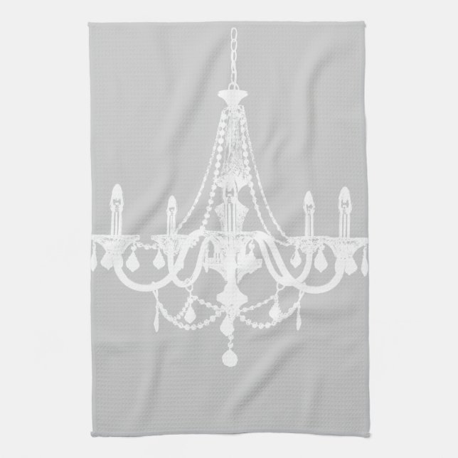 Linge De Cuisine Lustre blanc et gris chic (Vertical)