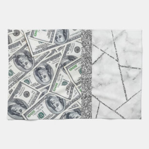 Linge De Cuisine Luxe Dollars Argent Intérieur Marbre Parties scint