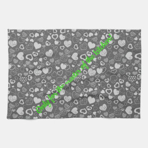 Linge De Cuisine Luxe Moderne Élégant Amour Argent Coeur