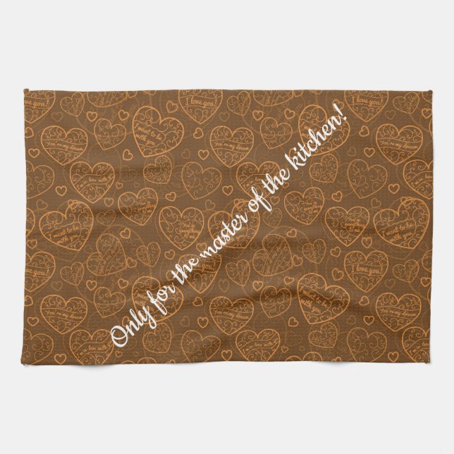 Linge De Cuisine Luxe Moderne Élégant Amour Or Coeur (Horizontal)