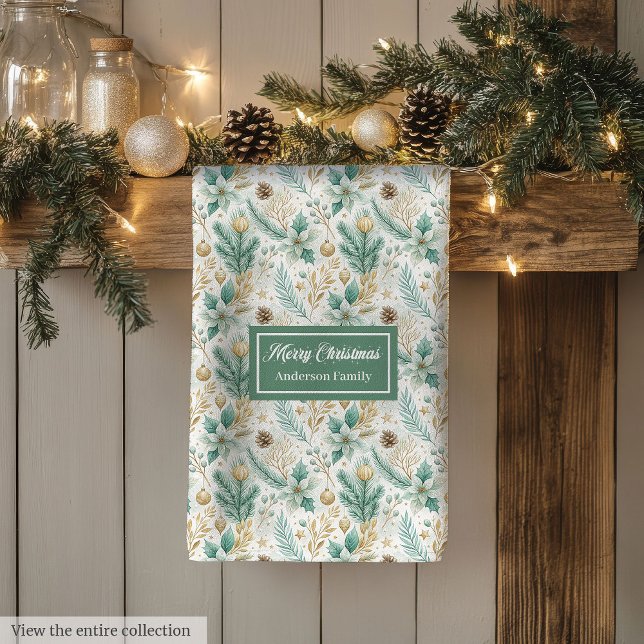 Linge De Cuisine Luxury Kitchen Towel White Poinsettia Holiday (Luxury Kitchen Towel White Poinsettia Holiday)