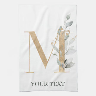 Linge De Cuisine M Monogramme Floral Personnalisé