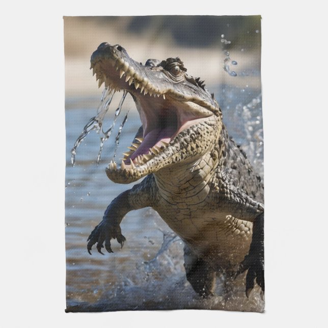 Linge De Cuisine Mâchoires effrayantes : Crocodile australien sauta (Vertical)