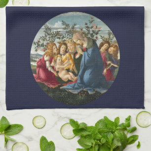 Linge De Cuisine Madonna Adoring Child with 5 Angels Botticelli