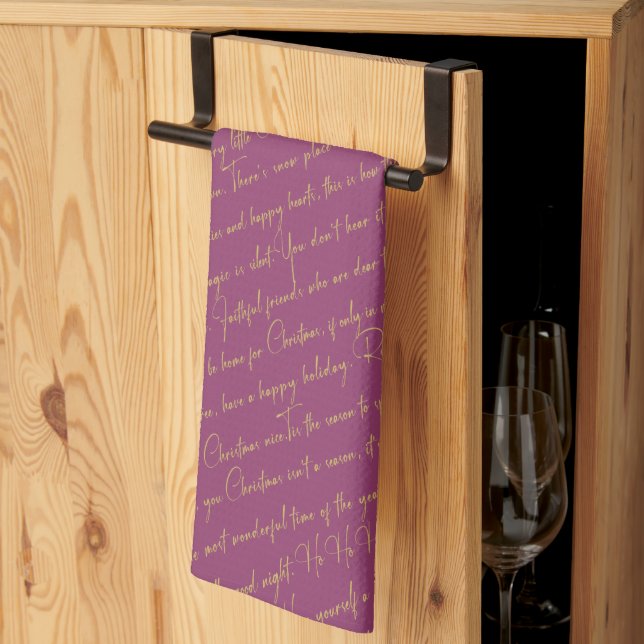 Linge De Cuisine Magenta Gold Typographie Motif36 ID1009 (Pliage en tiers)