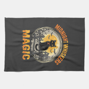 Linge De Cuisine Magie de chat noir de lune de Halloween