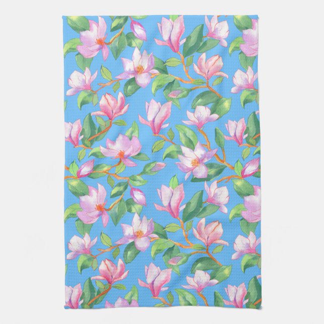 Linge De Cuisine Magnolia en floraison sur le bleu ciel (Vertical)