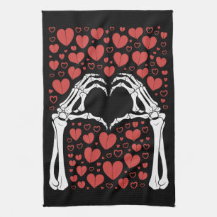 Linge De Cuisine Main de squelette cœur Saint-Valentin Amour drôle