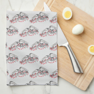 Linge De Cuisine Maine Chickadee Bird hiver Noël Vacances Neige