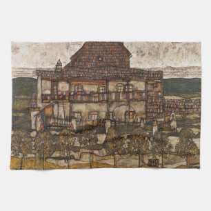 Linge De Cuisine Maison avec un toit de bardeaux par Egon Schiele