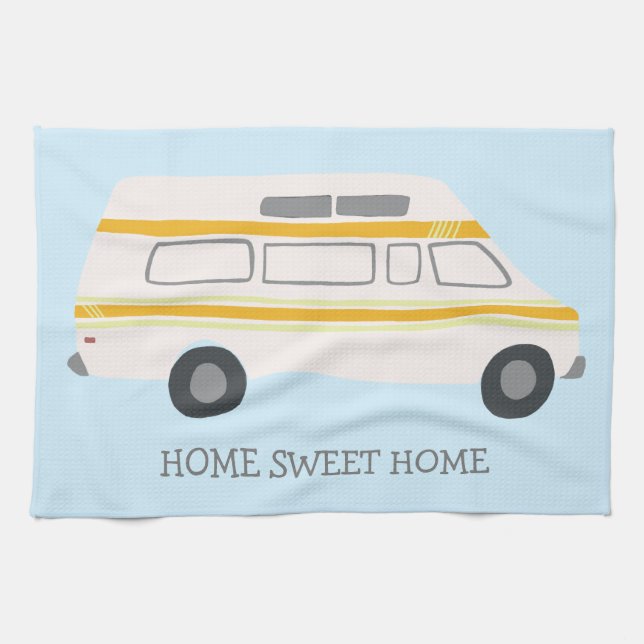 Linge De Cuisine MAISON SWEET HOME Retro Campervan Motorhome RV BLE (Horizontal)