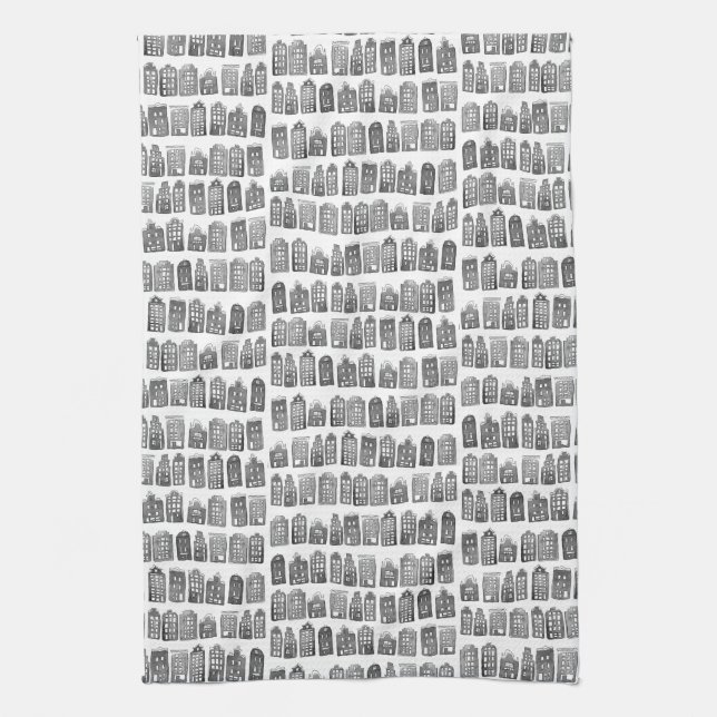 Linge De Cuisine Maisons hollandaises Hiver Amsterdam City Motif (Vertical)