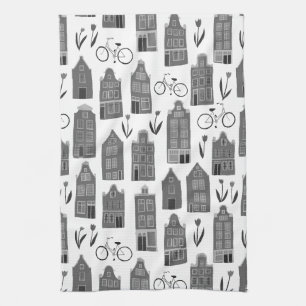 Linge De Cuisine Maisons néerlandaises mignonnes Amsterdam City Mot