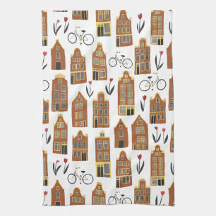 Linge De Cuisine Maisons néerlandaises mignonnes Amsterdam City Mot
