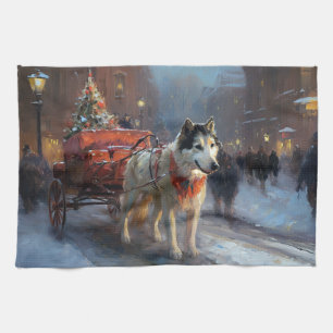 Linge De Cuisine Malamute d'Alaska Saison de Noël festive