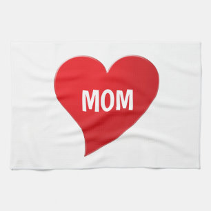 Linge De Cuisine Maman blanc rouge grand coeur mignon graphique mod
