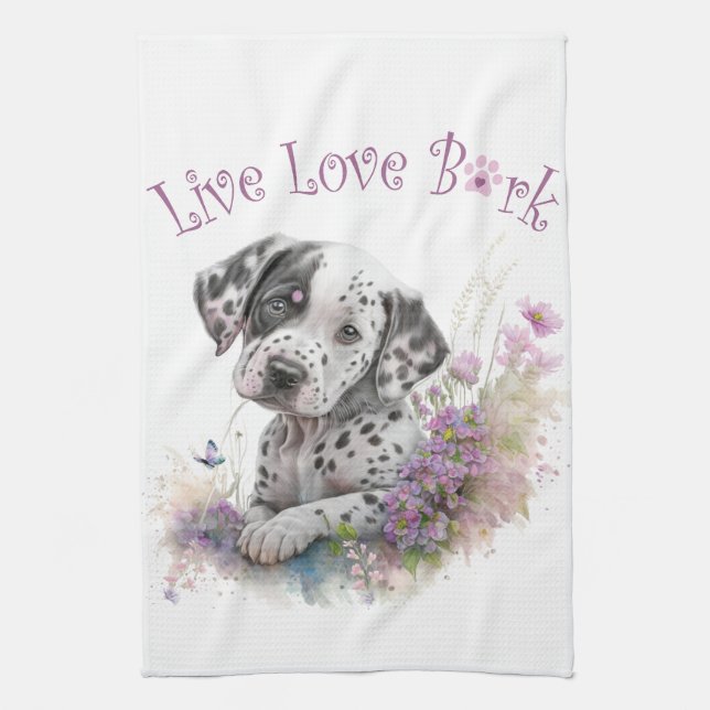 Linge De Cuisine Maman Dalmatien Fleurie (Vertical)