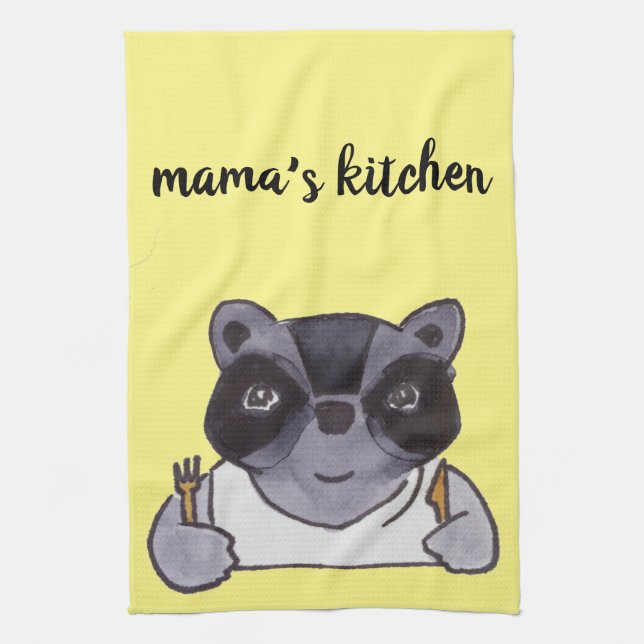 Linge De Cuisine Mama's Kitchen Cute Cartoon Raccoon (Vertical)
