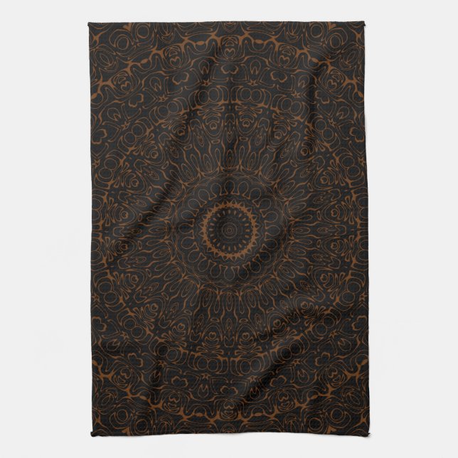 Linge De Cuisine Mandala Brown au chocolat avec symétrie complexe (Vertical)