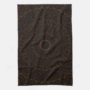 Linge De Cuisine Mandala Brun Chocolat avec Symétrie Intrinsèque