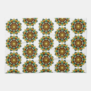 Linge De Cuisine Mandala Motif 2002 en tea jaune & tan