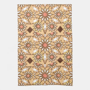 Linge De Cuisine Mandala Motif, Caramel Tan, Chocolat Brown