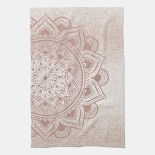 Linge De Cuisine Mandala Om Parties scintillant Rose or Dusty rose 