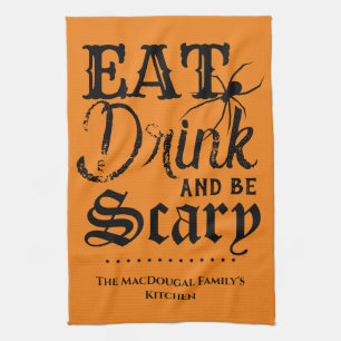 Linge De Cuisine Mangez Boire et être effrayant Halloween Famille p